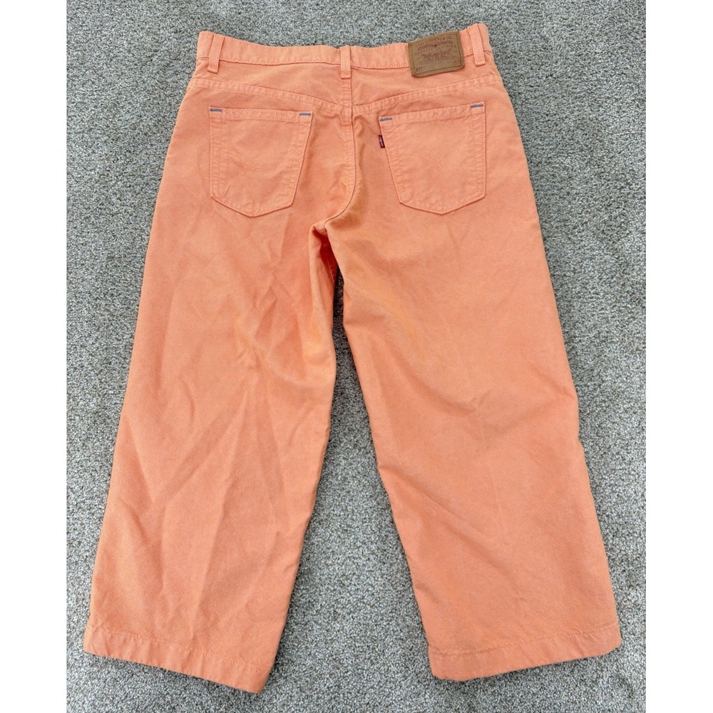 VTG '01 Levis 577 Capri Jeans Women's 10 Coral Orange Wide Leg Retro Beachy Y2K - Picture 2 of 12